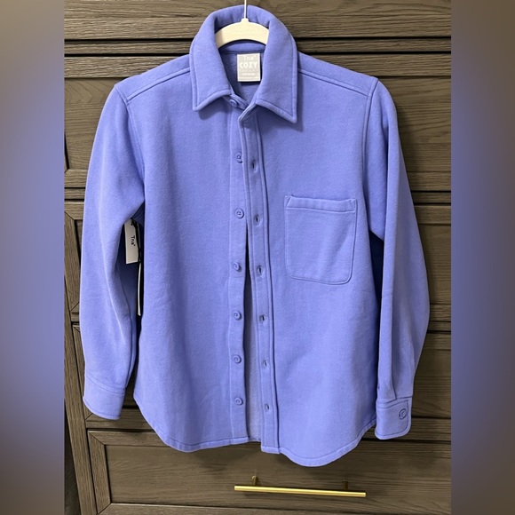 NWT Aritzia TNA cozy fleece boyfriend shirt playful purple - Picture 6 of 13